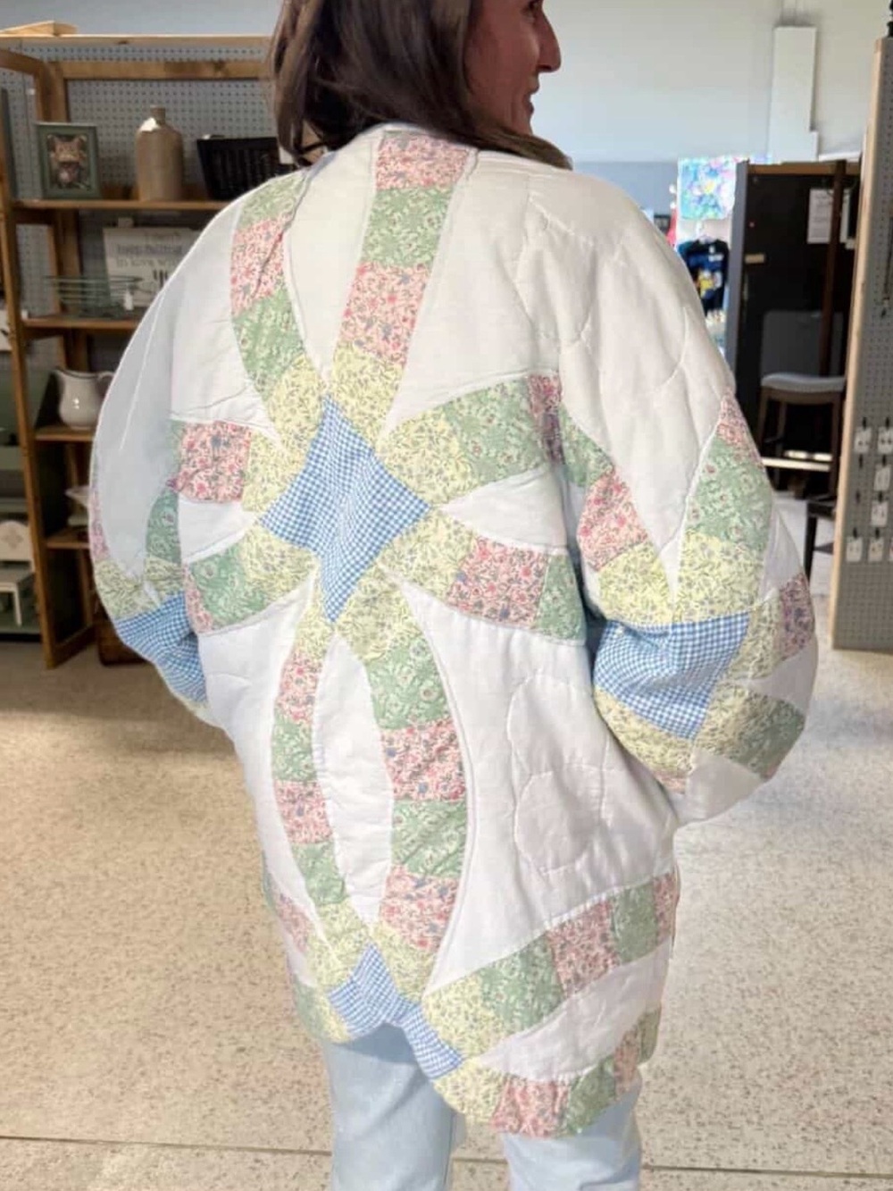 Quilt Coat - Beautiful Vintage Quilted Jacket with Pastel Floral